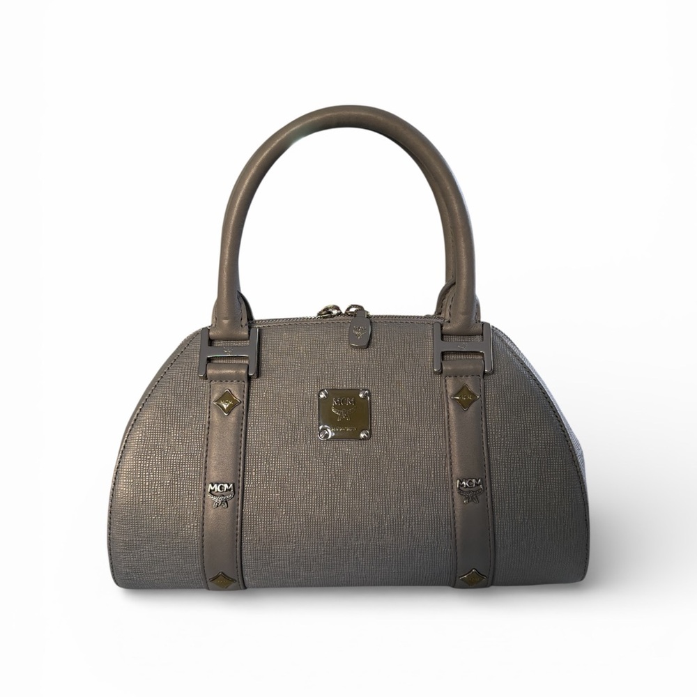 MCM Metallic Saffiano Leather Boston Handbag - Picture 3 of 13